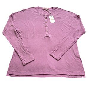 Marine‎ layer Cait Lightweigh Henley-lilac Tee sz medium long sleeve relaxed new